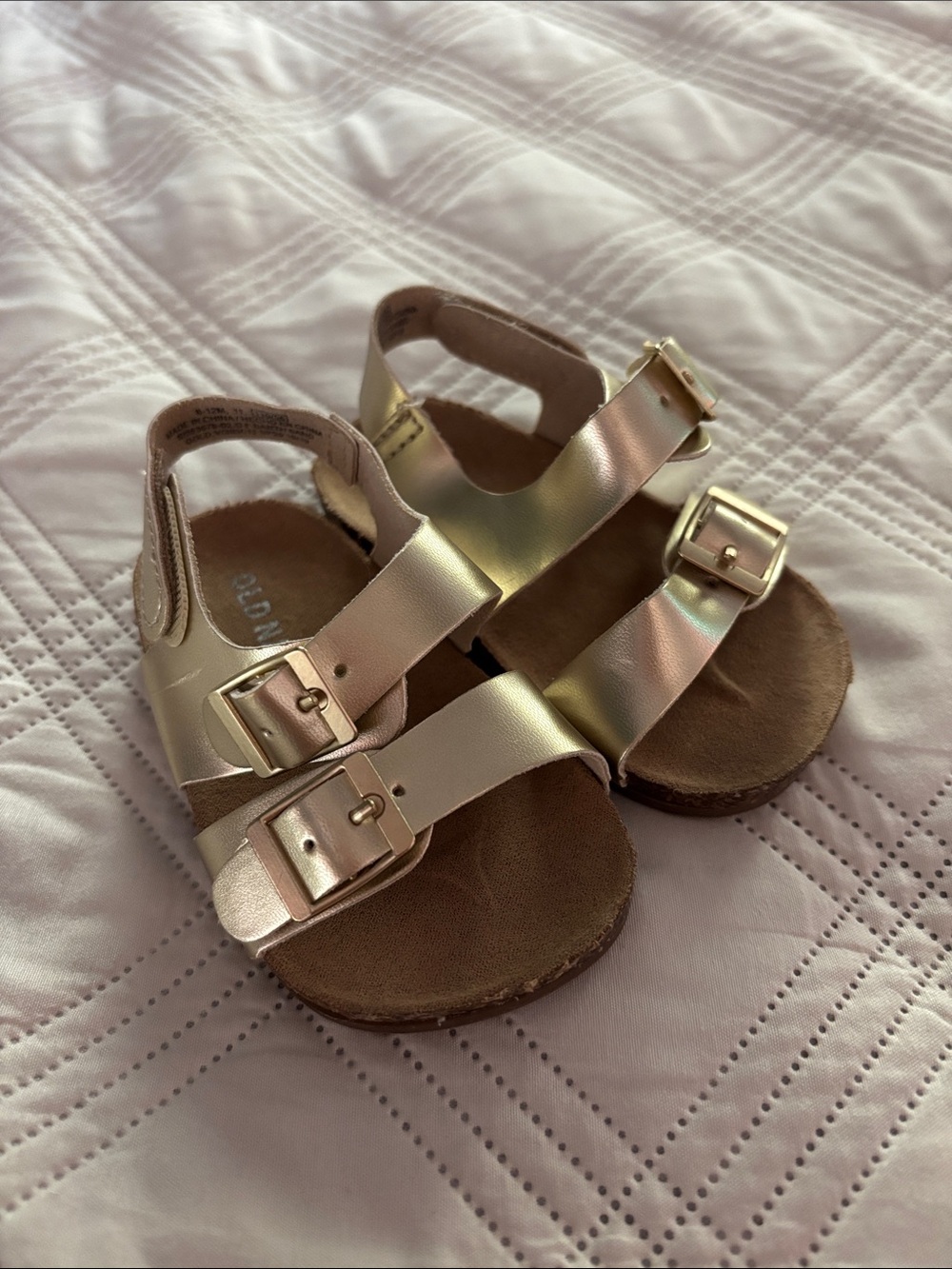 Kids Metallic Gold Buckle Sandals